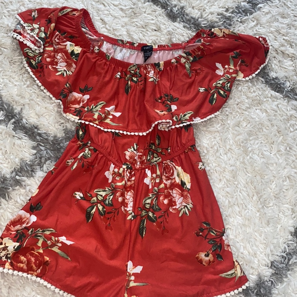 Red flower romper sleeveless